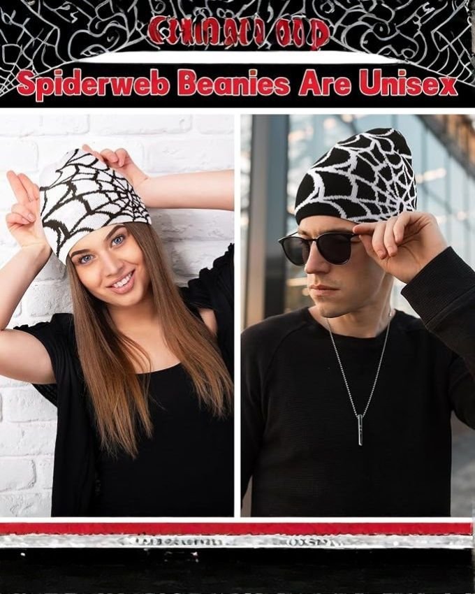 Jeyiour 4 Pcs Y2k Beanies Spider Web Pattern Hat